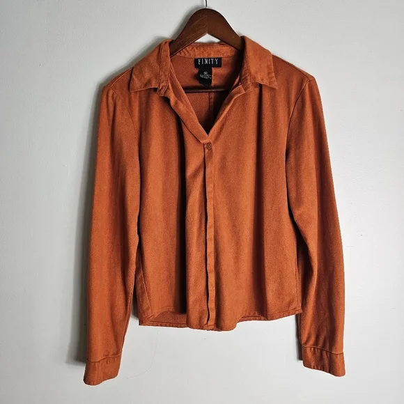 FINTY Rust Orange Button-Up Shirt - Picture 1 of 3